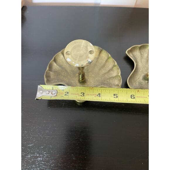 Set of 2 Solid Bright Brass Sea Shell Curtain Tiebacks Vintage 80's 90's Style - Picture 7 of 10